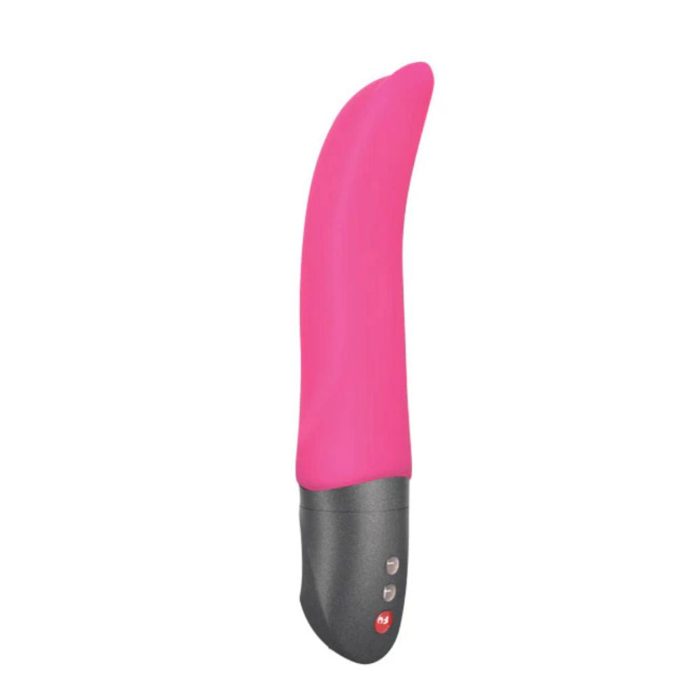 Fun Factory Diva Dolphin classic vibrator in pink with ergonomic curve and black base