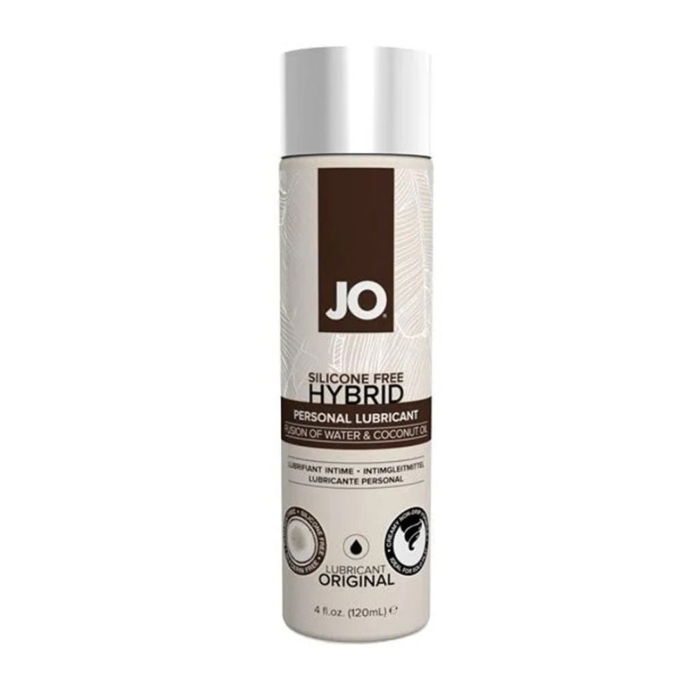 JO Hybrid Lubricant with Coconut 4oz bottle, silicone-free, water-based fusion formula