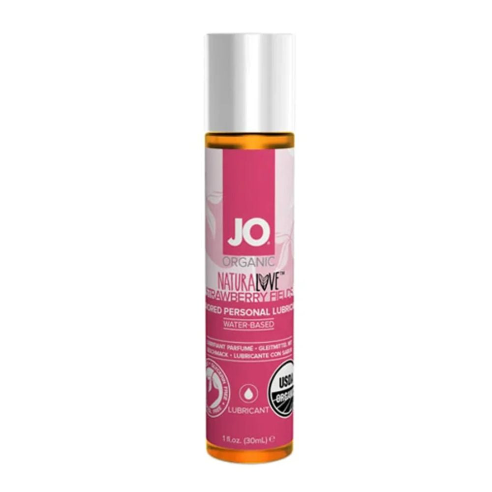 JO Naturalove organic strawberry lube 1oz, water-based, kissable flavoured lubricant