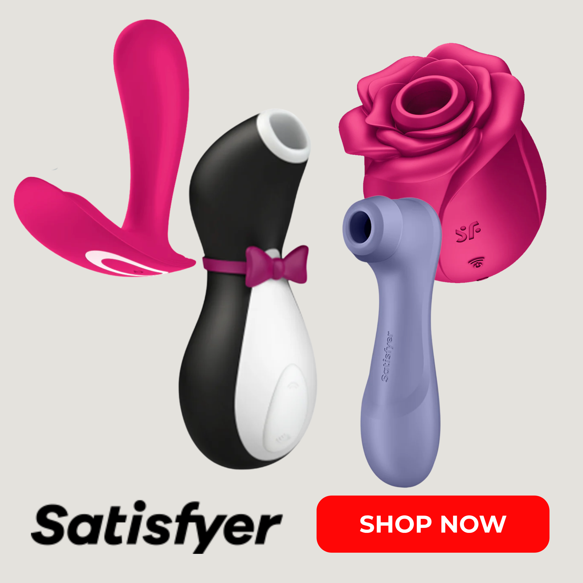 Satisfyer Penguin, Rose, and Partner Vibrators – stylish air pulse toys with app control and waterproof features