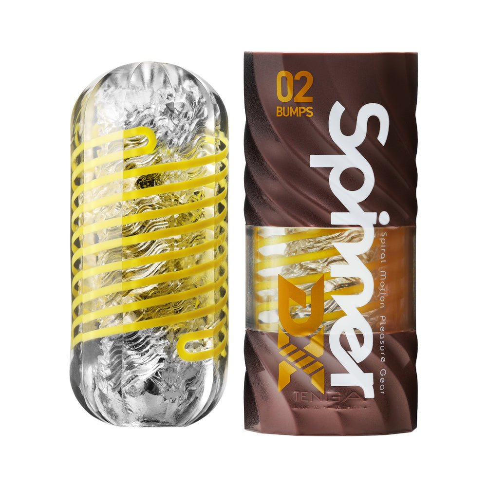 TENGA SPINNER DX 02 BUMPS, rotating male masturbator, textured bumps, thicker elastomer, reusable with drying stand