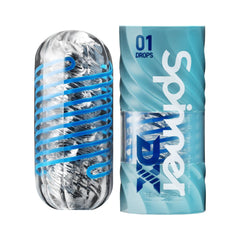 Tenga Spinner DX 01 Drops, spiral stroker, male toy, reusable, blue casing