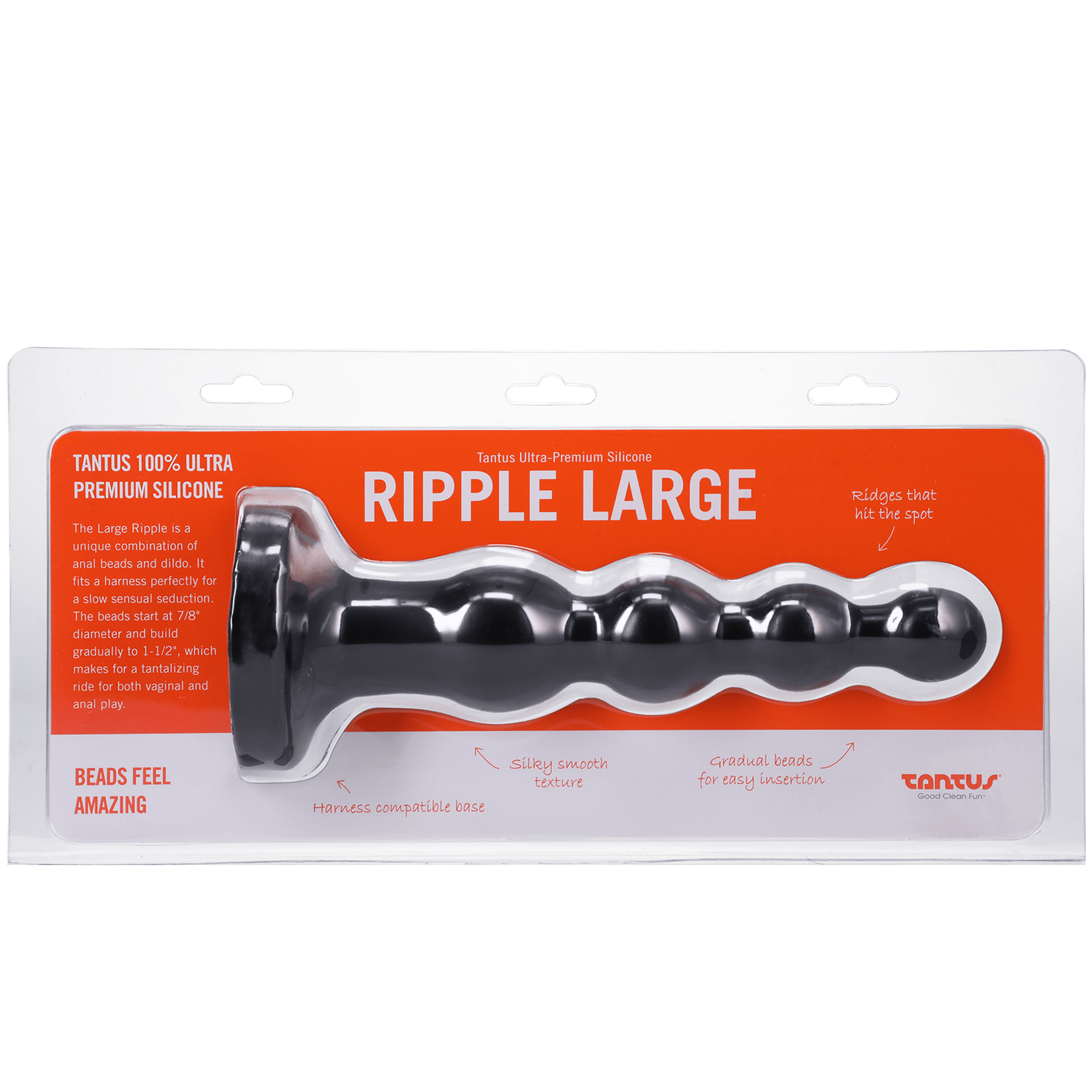 Tantus Silicone Large Ripple Butt Plug Black
