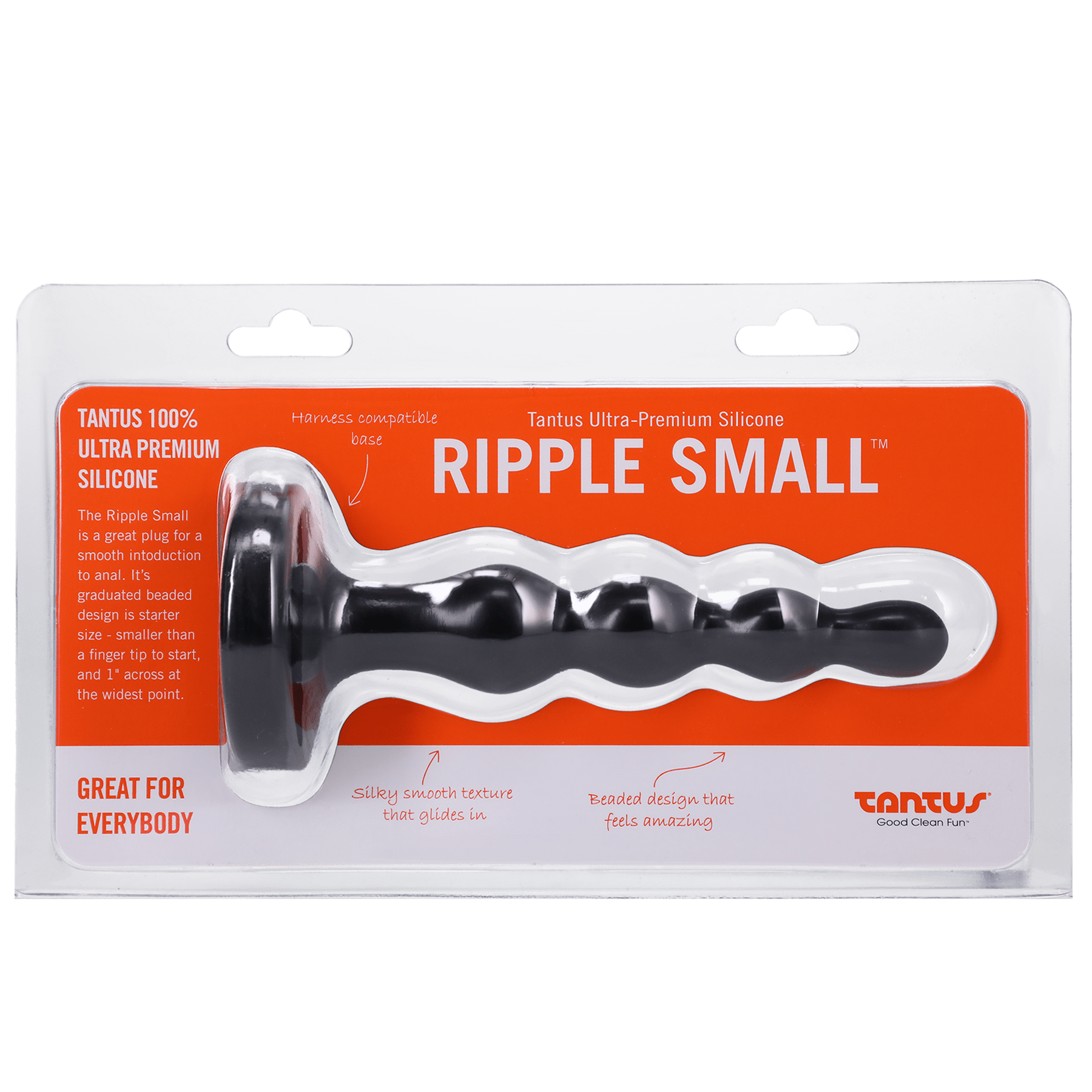 Tantus Silicone Ripple Small Silicone Butt Plug Black